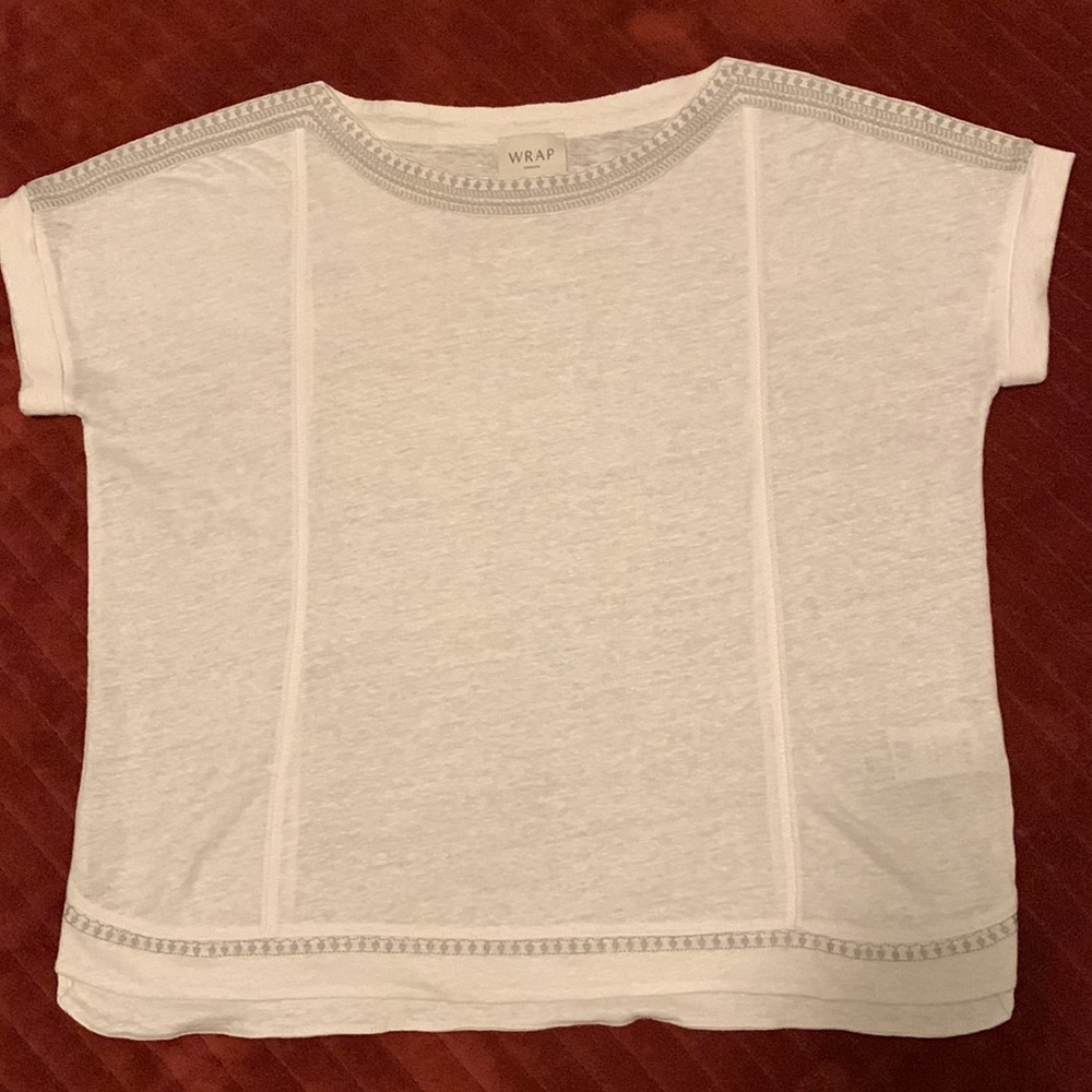 Wrap London Embroidered Linen Knit Shirt